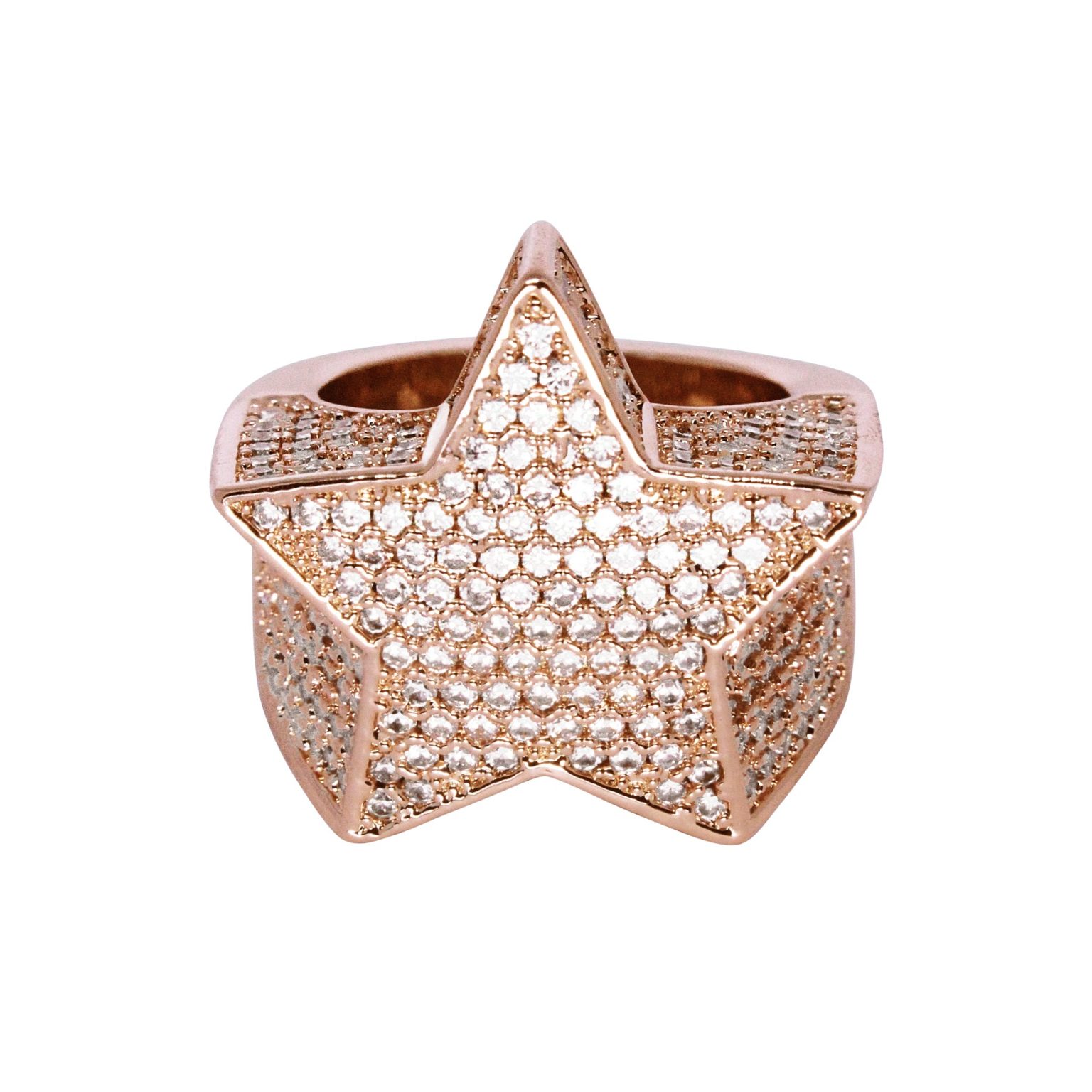 Iced Out Star Ring in Rose Gold Jewlz Express