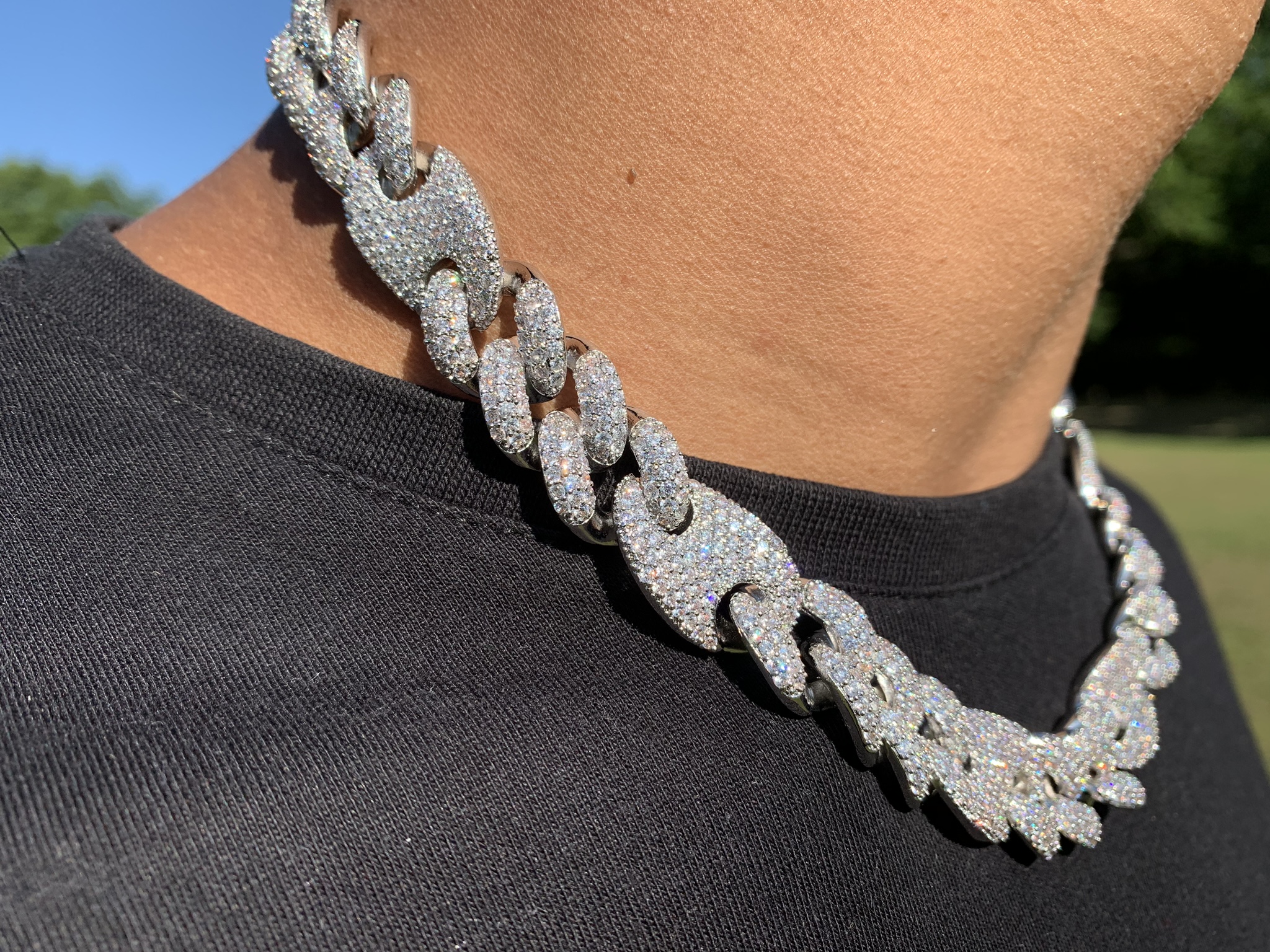 16mm Iced Out Silver Gucci Link Chain – Jewlz Express
