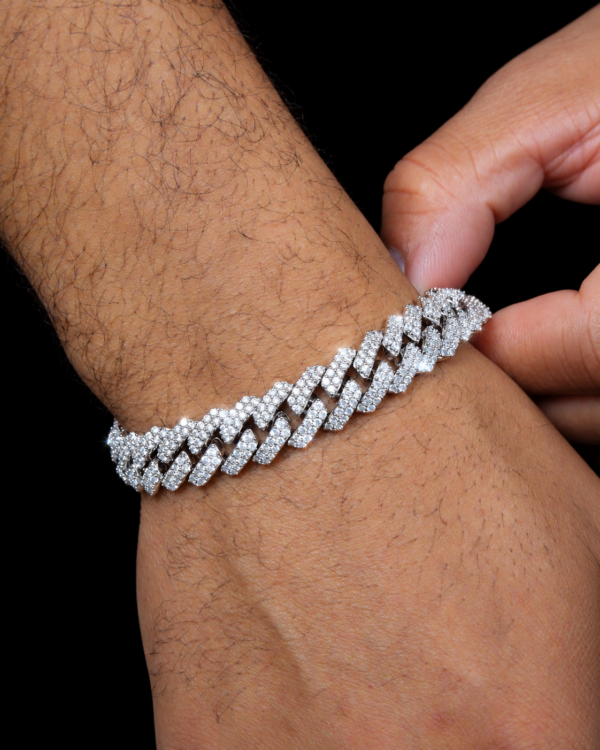 12mm Iced Out Prong Bracelet in White Gold