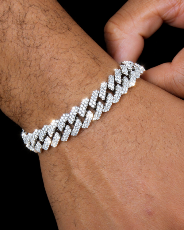 Alternative view of 12mm Iced Out Prong Bracelet in White Gold