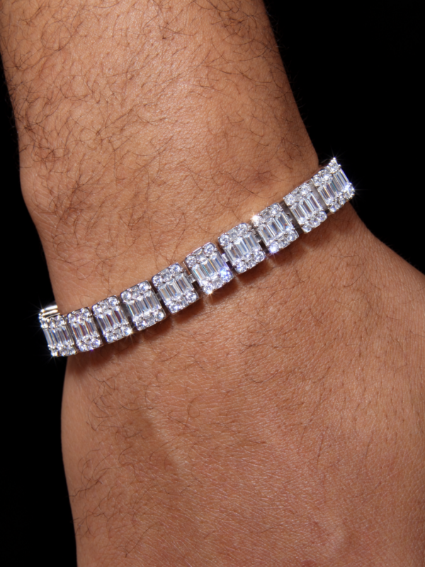Alternative view of 10mm Iced Out Baguette Bracelet in White Gold