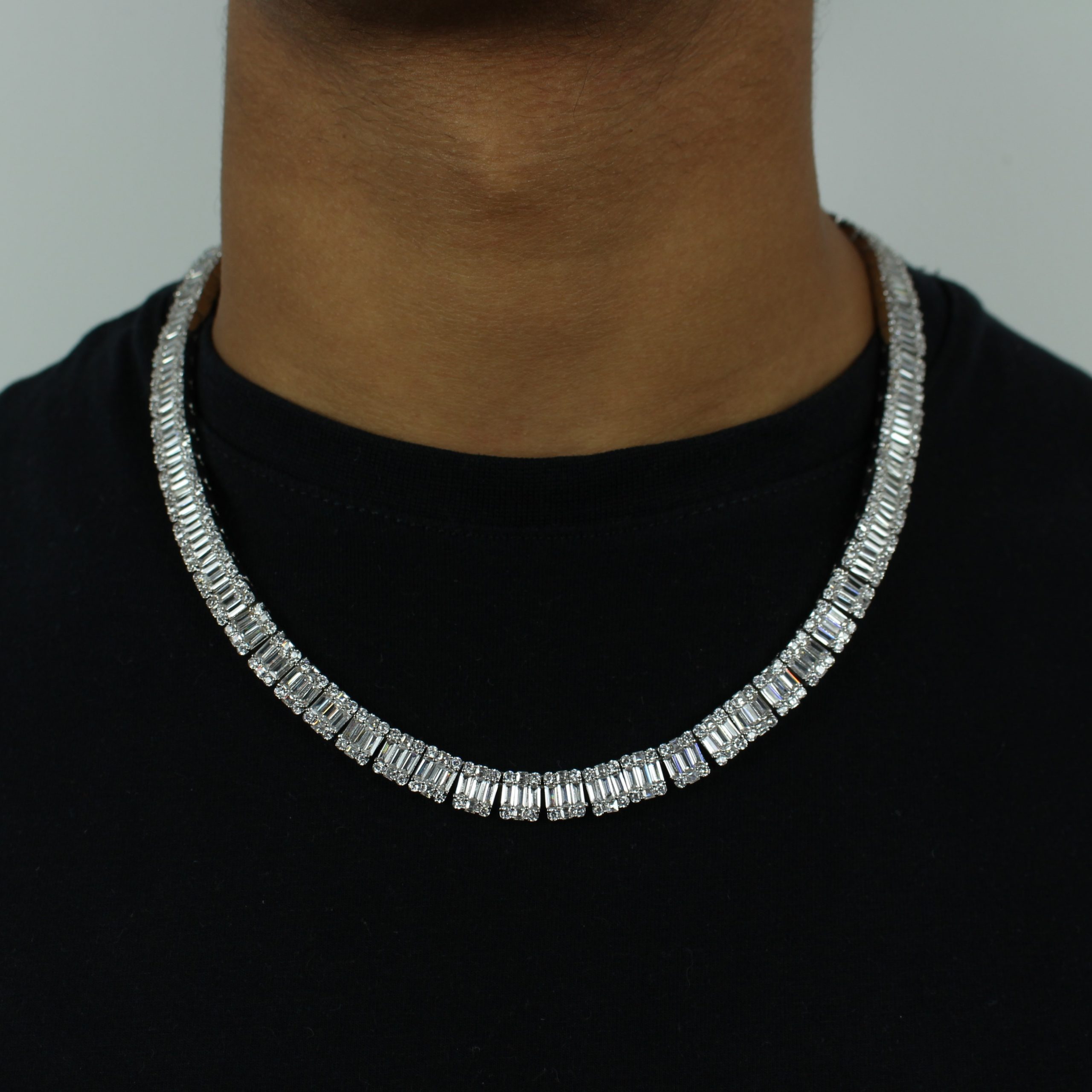 10mm Iced Out Baguette Chain in White Gold Jewlz Express