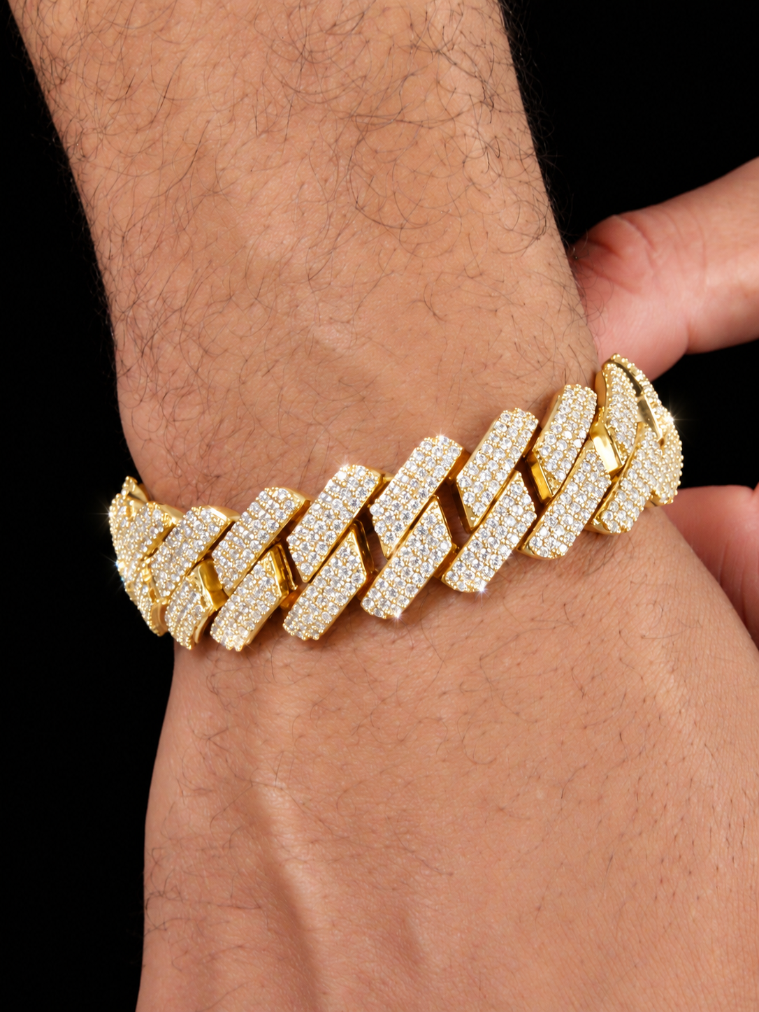 19mm Iced Out Prong Bracelet in Gold - Image 2