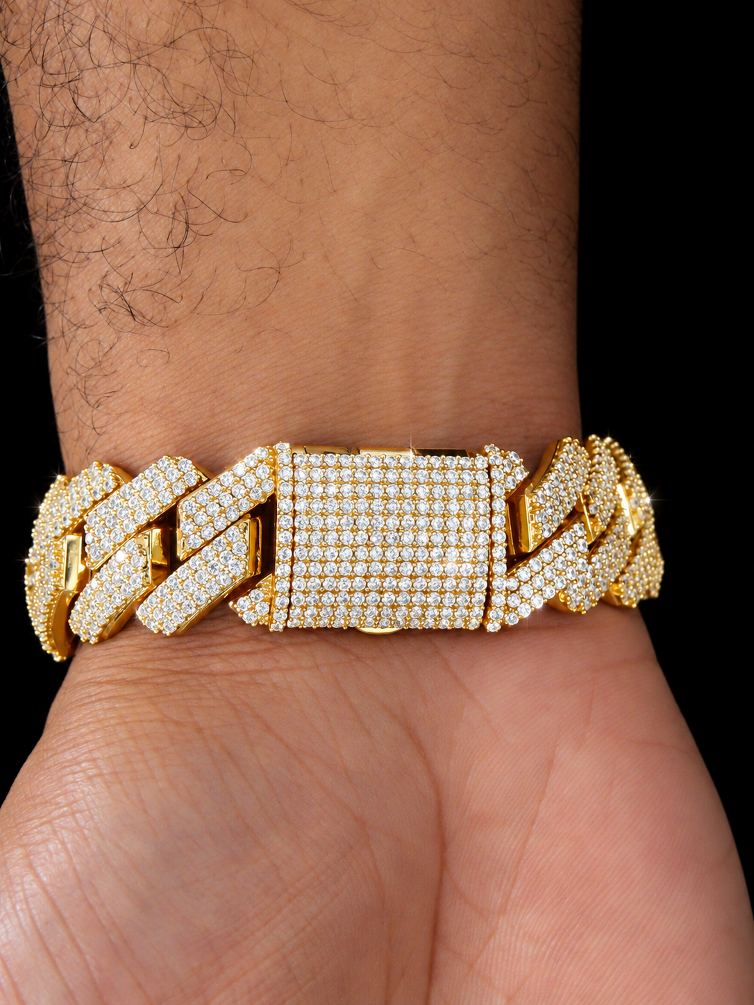 19mm Iced Out Prong Bracelet in Gold - Image 3