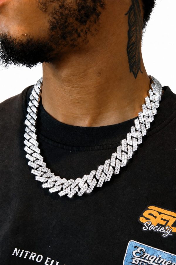 19mm Iced Out Prong Chain in White Gold
