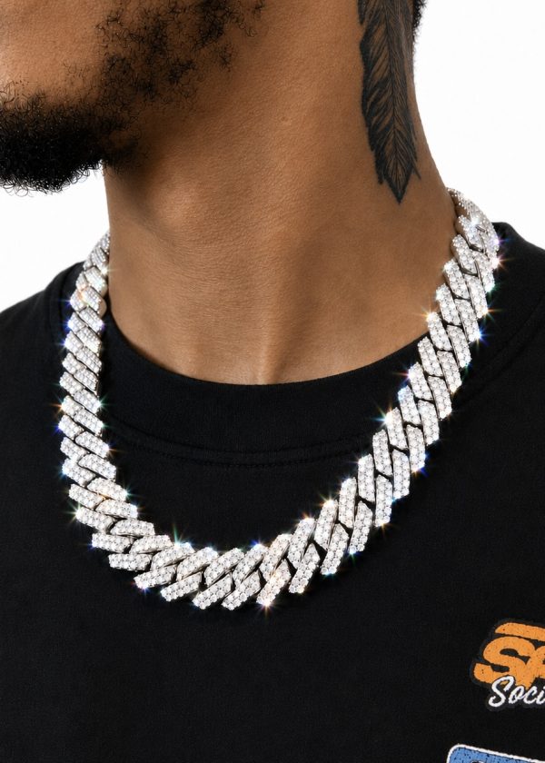 19mm Iced Out Prong Chain in White Gold