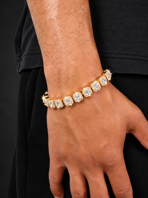 10mm Iced Out Solitaire Tennis Bracelet in Gold