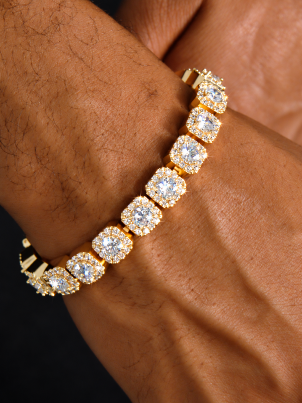 Alternative view of 10mm Iced Out Solitaire Tennis Bracelet in Gold