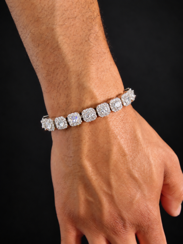 10mm Iced Out Solitaire Tennis Bracelet in White Gold
