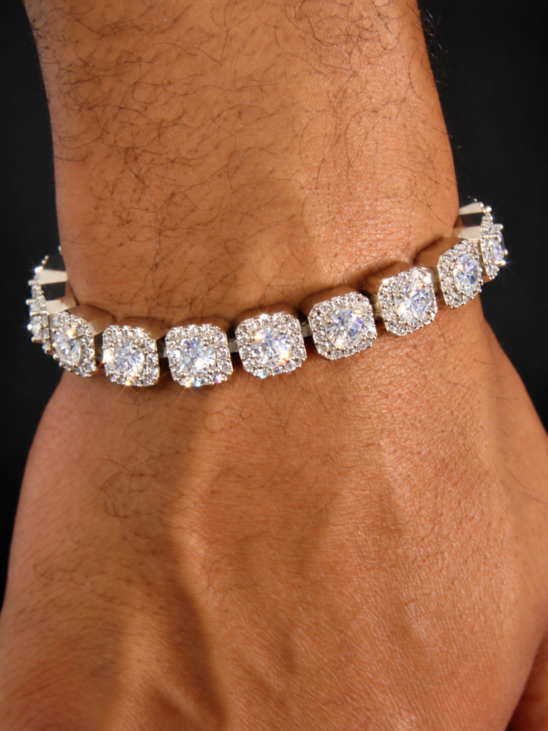 Alternative view of 10mm Iced Out Solitaire Tennis Bracelet in White Gold