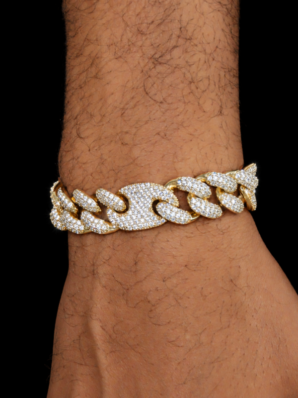 Alternative view of 16mm Iced Out Gucci Link Bracelet in Gold