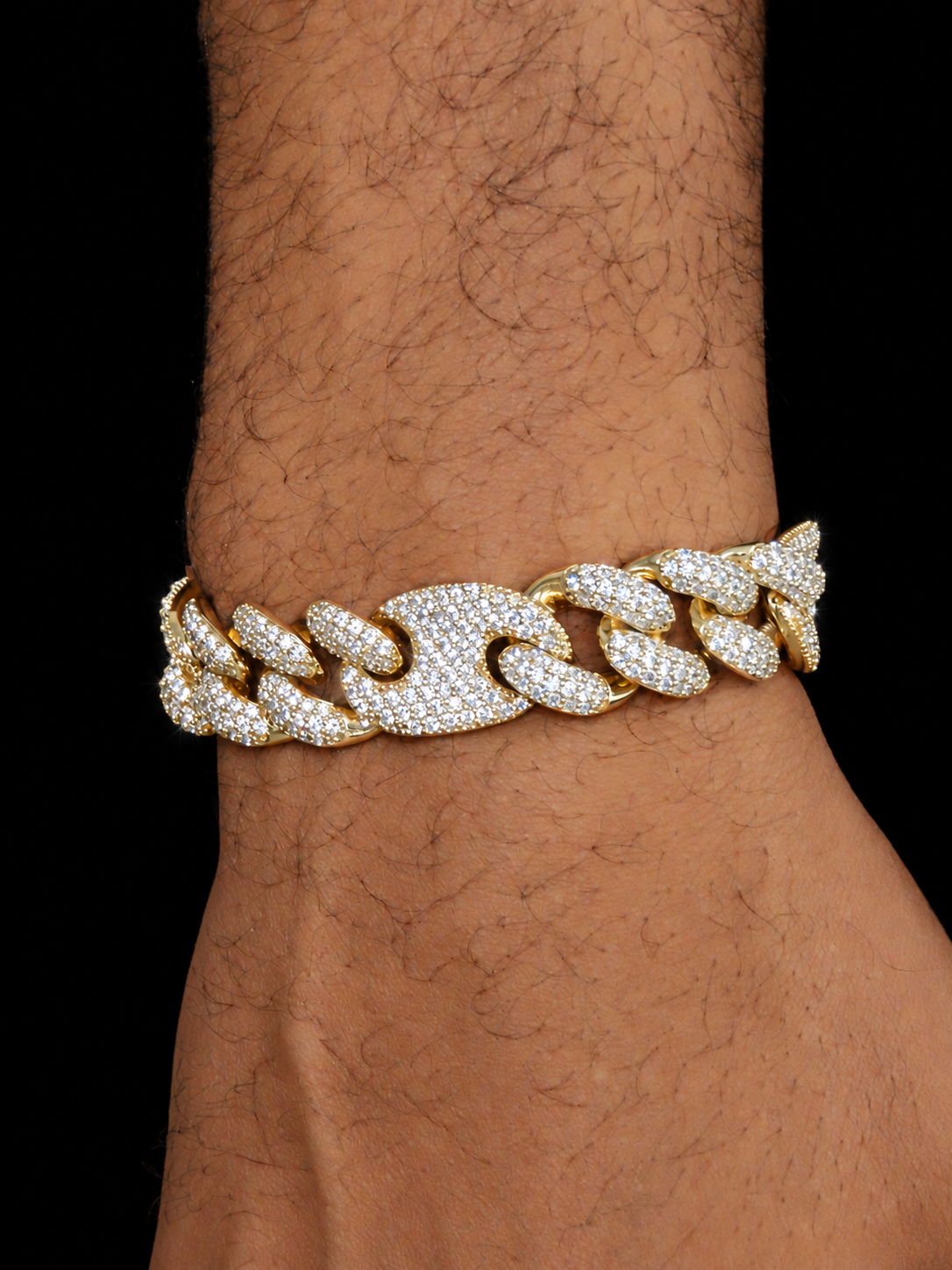 16mm Iced Out Gucci Link Bracelet in Gold - Image 2