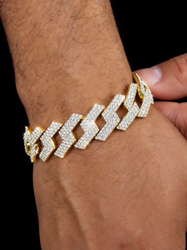 20mm Iced Out Prong Bracelet in Gold