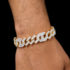 14mm Iced Out Cuban Prong Baguette Bracelet in Gold