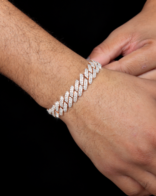 12mm Iced Out Prong Bracelet in Rose Gold