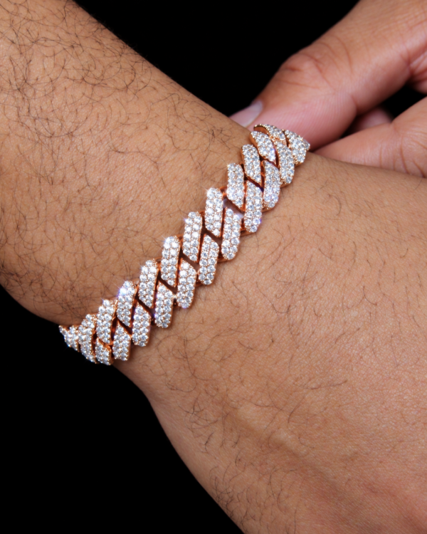 Alternative view of 12mm Iced Out Prong Bracelet in Rose Gold