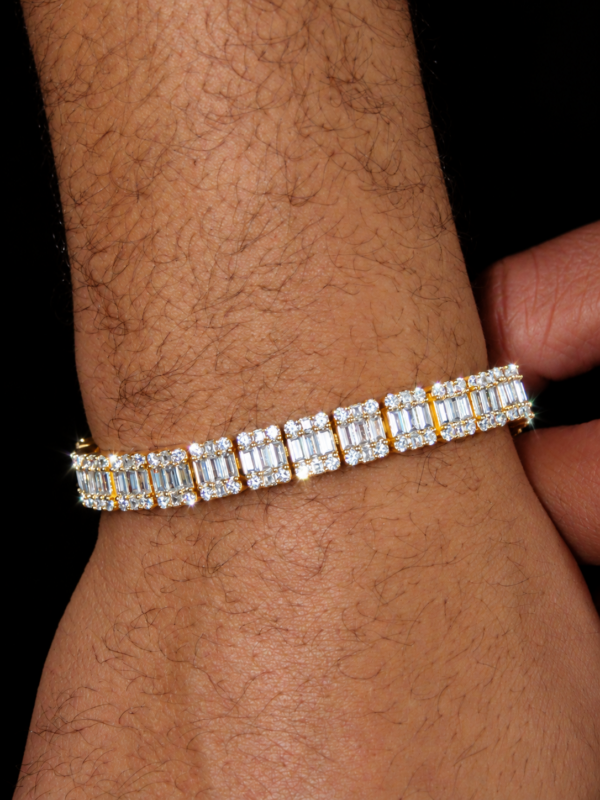 Alternative view of 10mm Iced Out Baguette Bracelet in Gold