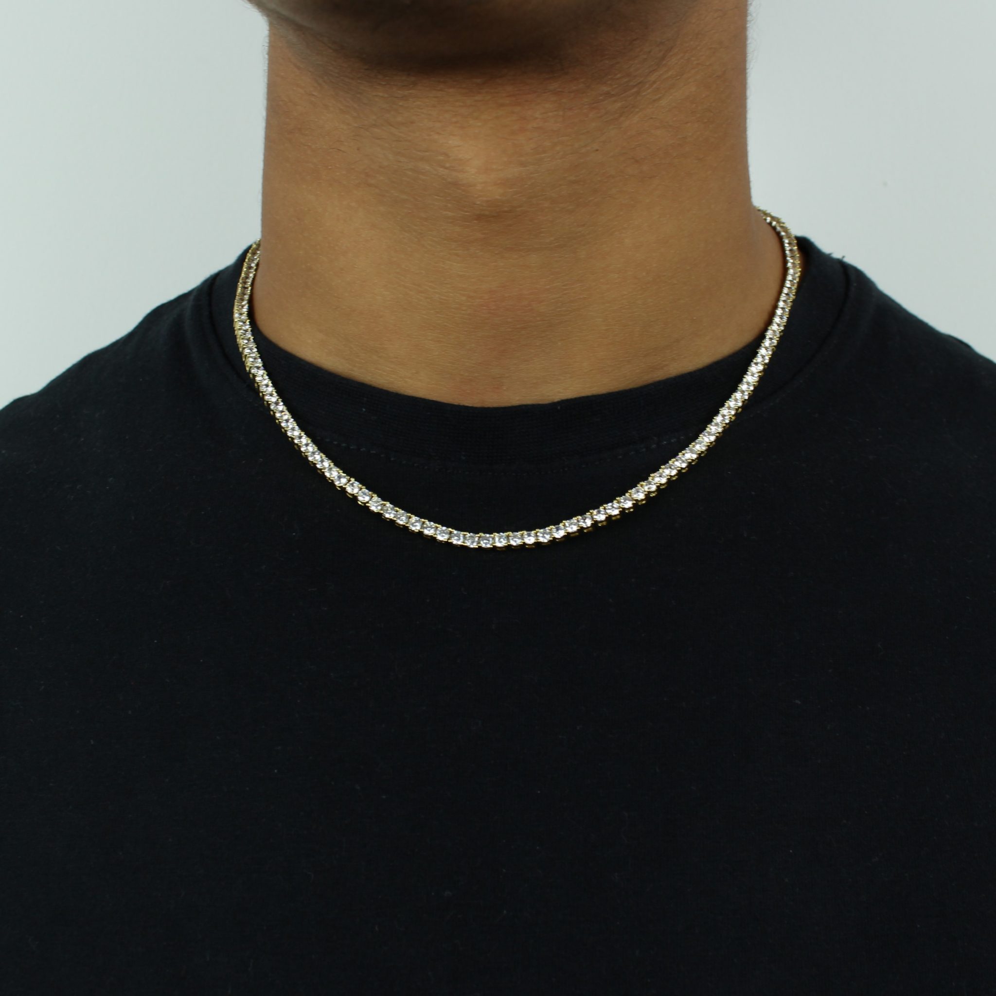 3mm Iced Out Tennis Chain in Gold – Jewlz Express