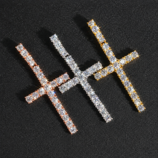 VVS1 Moissanite Tennis Cross 925 Sterling Silver