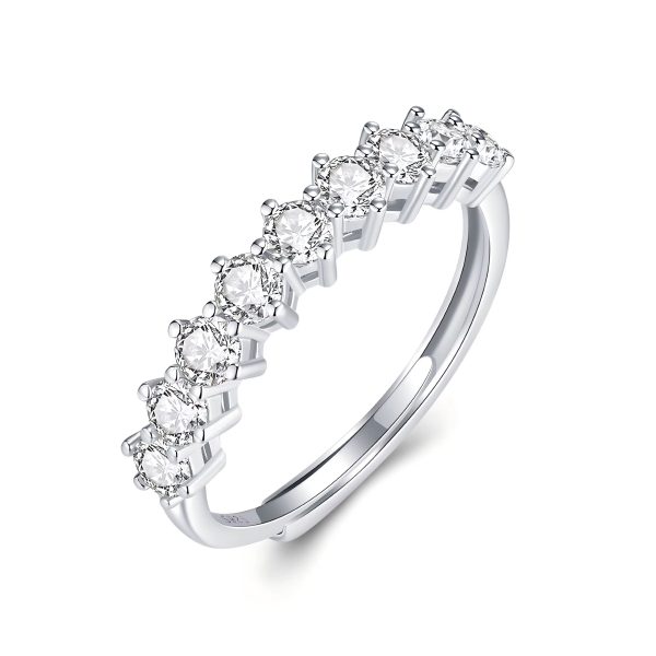 VVS1 Moissanite 3mm Round Cut Ring 925 Sterling Silver (Adjustable)