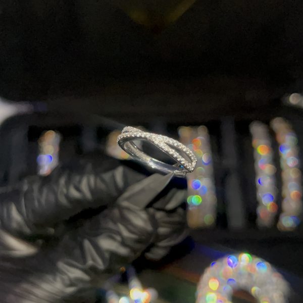 Alternative view of VVS1 Moissanite Half Pavé Ring 925 Sterling Silver