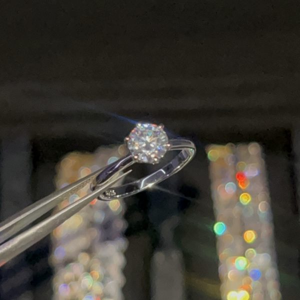 Alternative view of VVS1 Moissanite 6.5mm Solitaire Ring 925 Sterling Silver