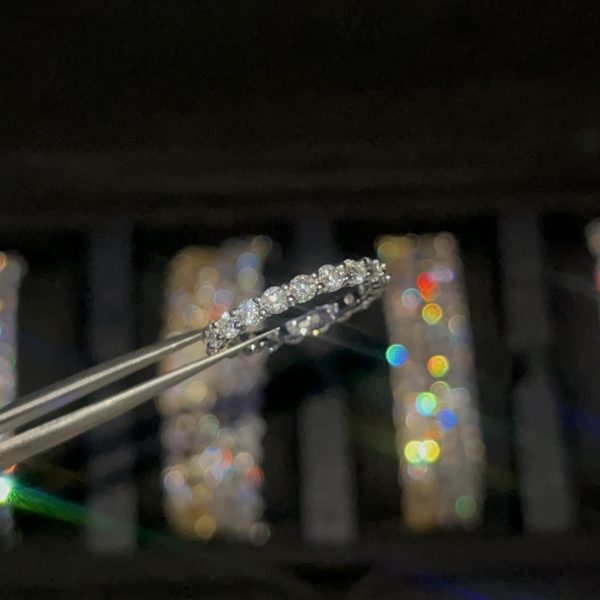 VVS1 Moissanite 3mm Eternity Band Ring 925 Sterling Silver