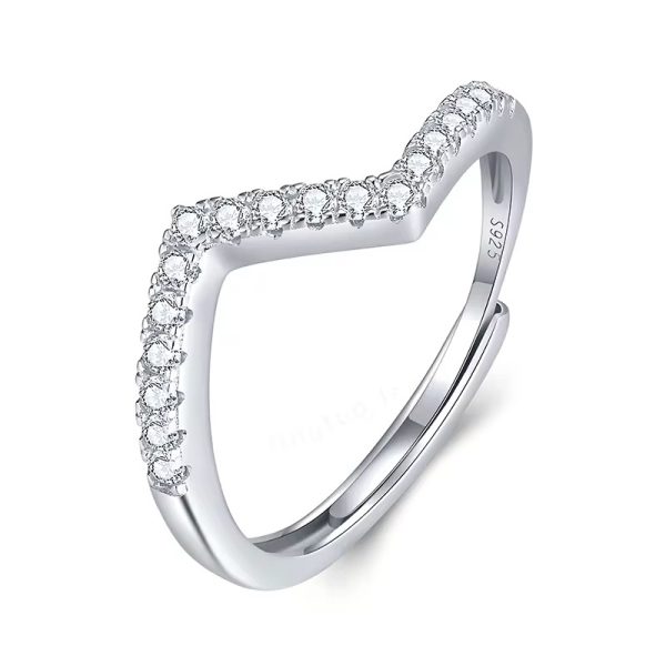 VVS1 Moissanite V-Shaped Ring 925 Sterling Silver (Adjustable)