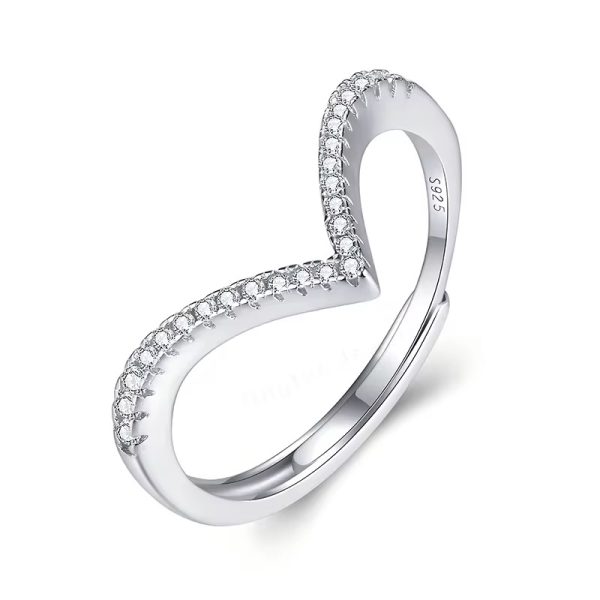 Alternative view of VVS1 Moissanite Pavé Heart Ring 925 Sterling Silver (Adjustable)