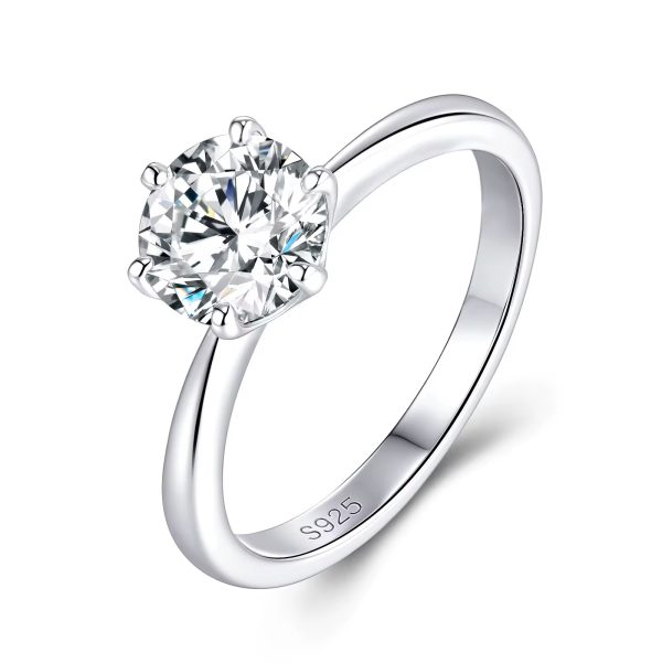 VVS1 Moissanite 6.5mm Solitaire Ring 925 Sterling Silver