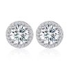 VVS1 Moissanite Halo Stud Earrings 925 Sterling Silver