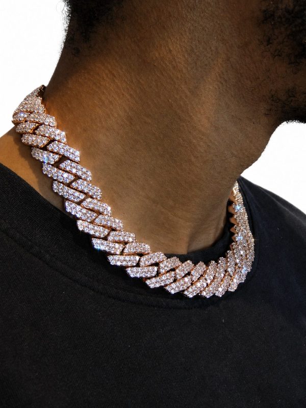 Alternative view of 19mm Iced Out Prong Chain in Rose Gold