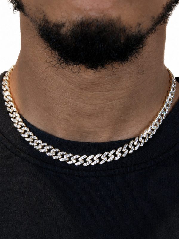 9mm Iced Out Cuban Link Chain in Gold