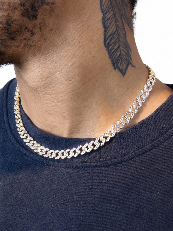 Alternative view of 9mm Iced Out Cuban Link Chain in Gold