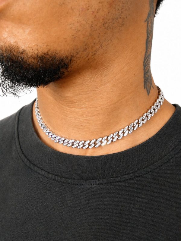 Alternative view of 9mm Iced Out Cuban Link Chain in White Gold