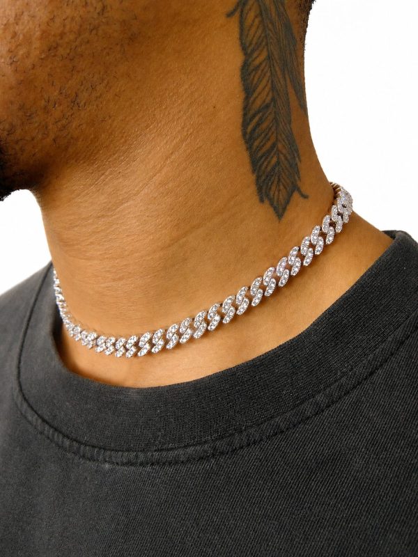 9mm Iced Out Cuban Link Chain in White Gold