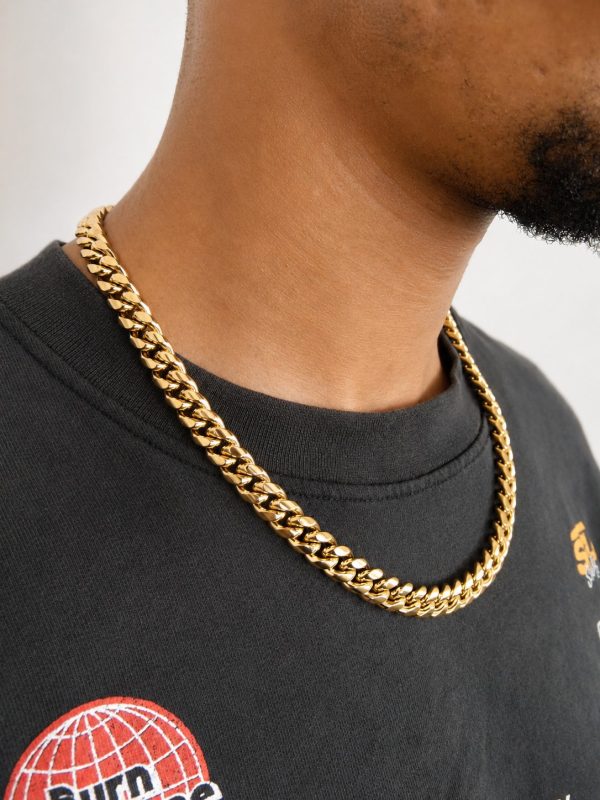 Alternative view of 10mm Miami Cuban Link Chain in Gold