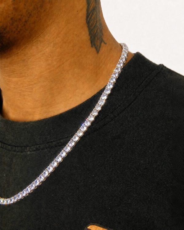 Alternative view of 5mm Iced Out Tennis Chain in White Gold