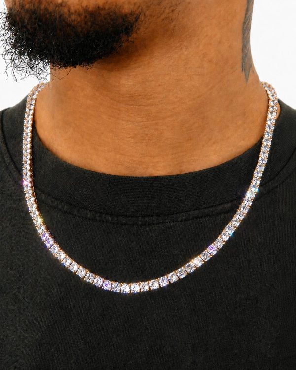 5mm Iced Out Tennis Chain in Gold