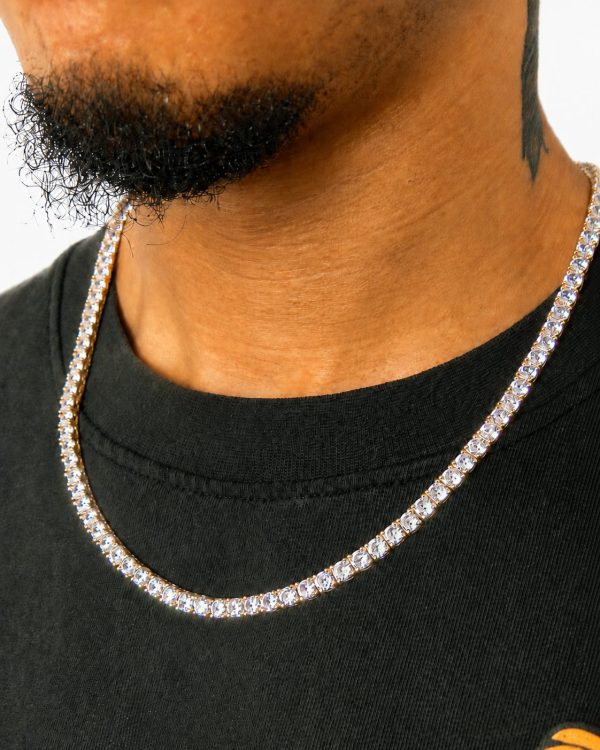 Alternative view of 5mm Iced Out Tennis Chain in Gold