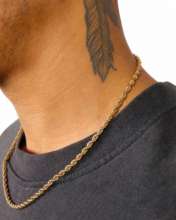 Alternative view of 4mm Rope Chain in Gold