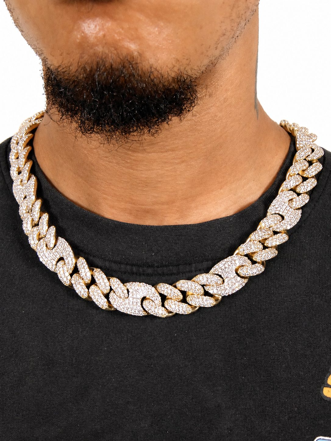 20mm Iced Out Gucci Link Chain in Gold - Image 2