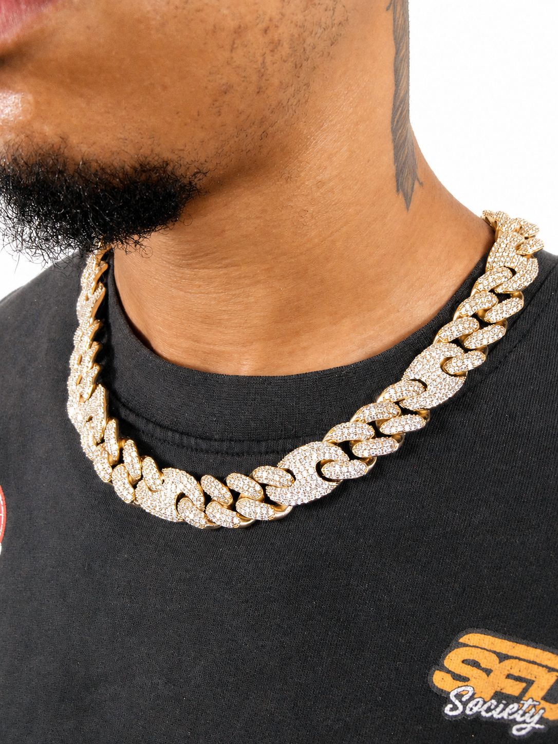 20mm Iced Out Gucci Link Chain in Gold