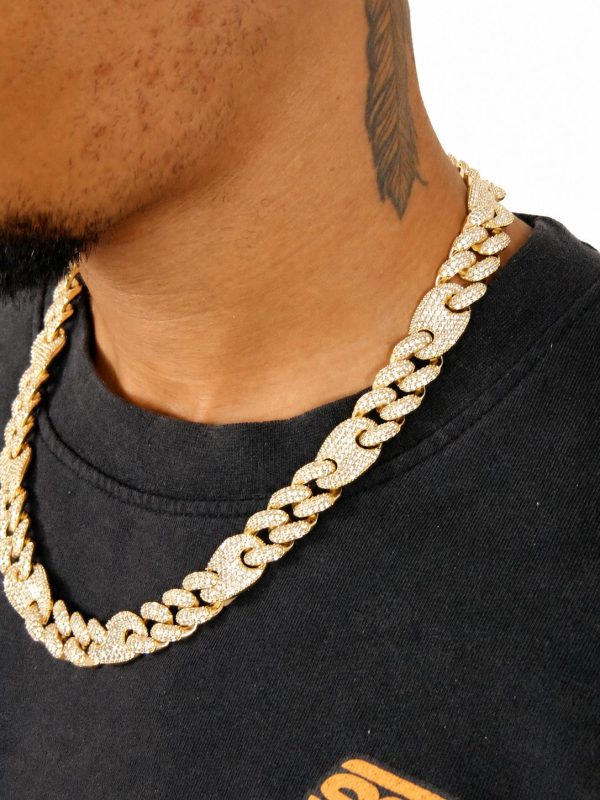 Alternative view of 16mm Iced Out Gucci Link Chain in Gold