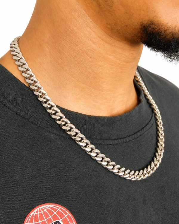 10mm Miami Cuban Link Chain in White Gold