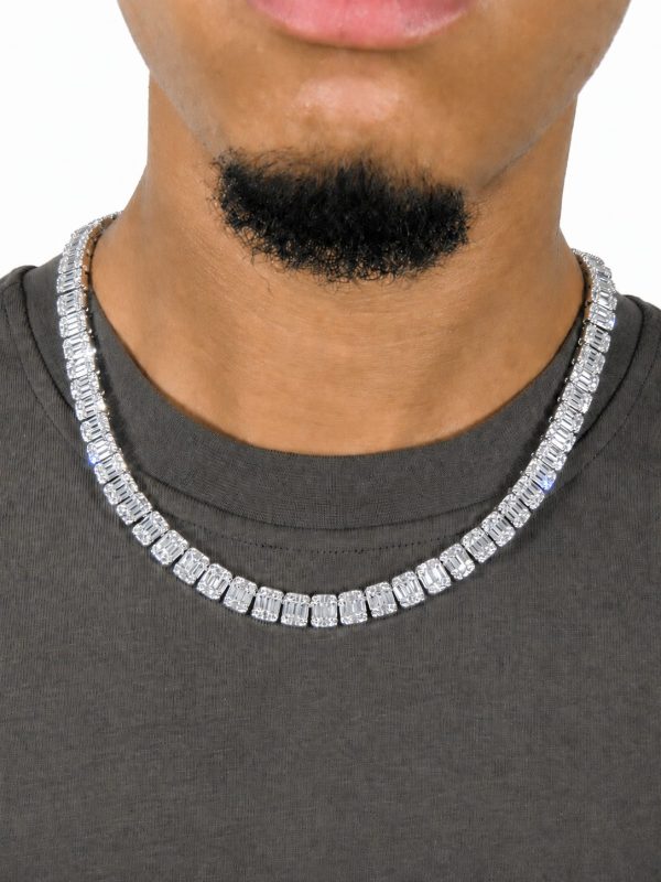 Alternative view of 10mm Iced Out Baguette Chain in White Gold