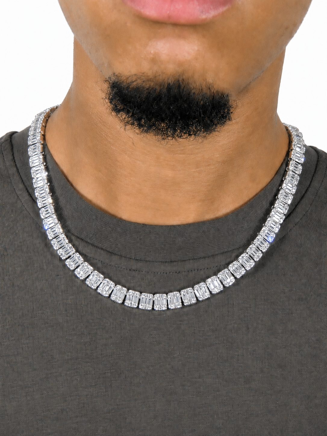 10mm Iced Out Baguette Chain in White Gold - Image 2