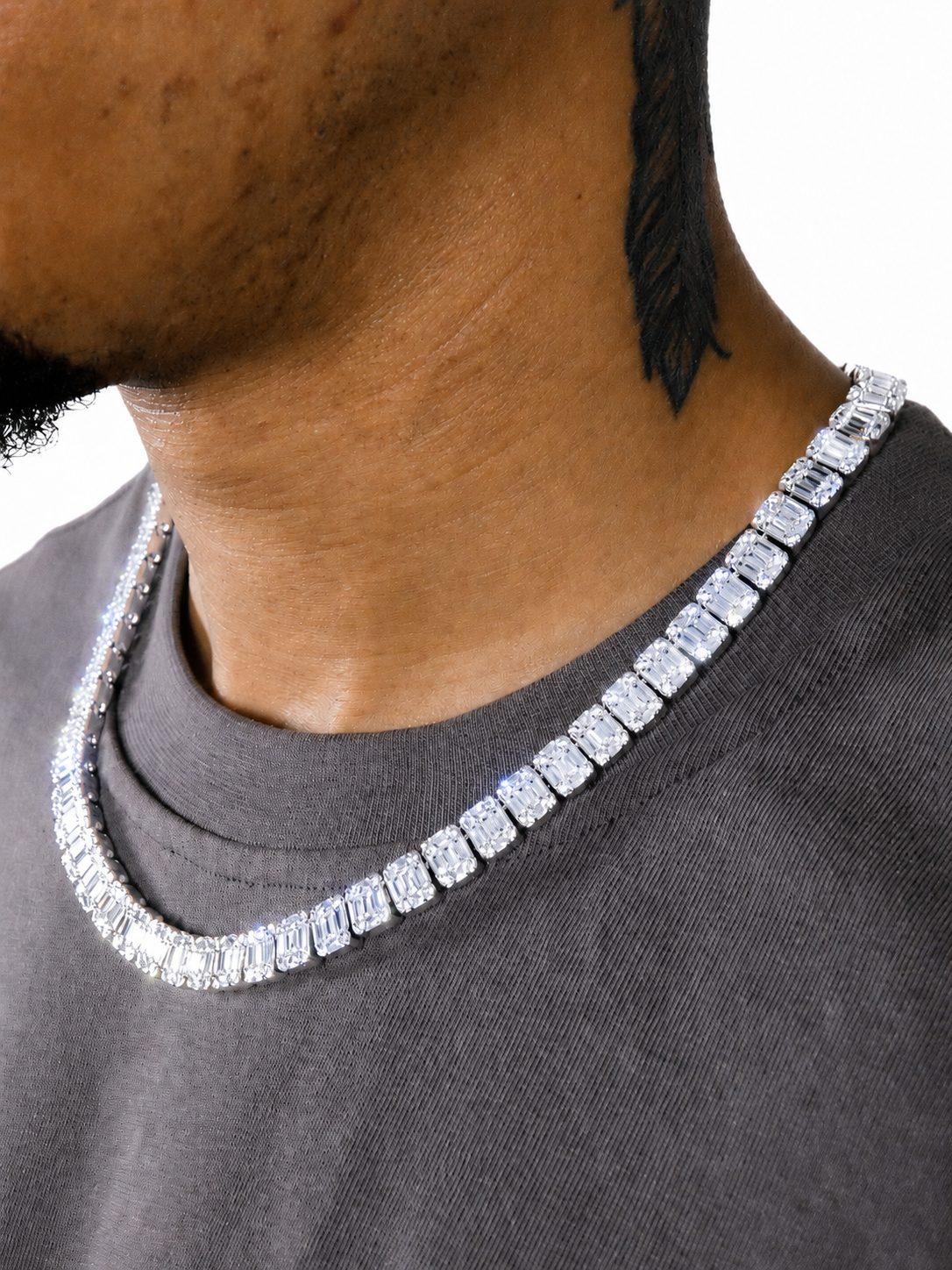 10mm Iced Out Baguette Chain in White Gold