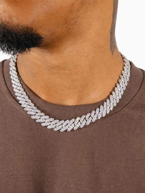 Alternative view of 12mm Iced Out Prong Chain in .925 Sterling Silver & White Gold