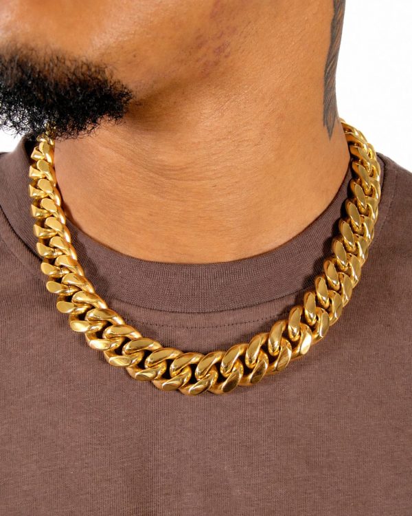 18mm Miami Cuban Link Chain in Gold